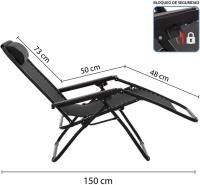Wonduu Silla Tumbona Gravedad Cero Reclinable con Bloqueo de Seguridad – Plegable con Cojín Reposacabezas – Tejido Oxford y Acero Resistente – Para Jardín, Patio, Terraza, Piscina o Camping – Silla Exterior Cómoda y Ergonómica - details 0