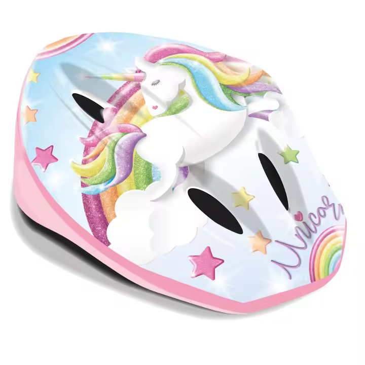 Casco infantil para bicicleta, con diseños exclusivos de Unicornio (3687) Casco deportivo y ergonómico. Con almohadillas para mayor comodidad. Ligero y fácil de llevar. Calidad al mejor precio. De acuerdo a la normativa CE. +3 años - 1