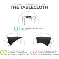 Cubierta De Mesa Elástica De 6FT Protección Para Mesas Rectangulares Plegables Para Fiestas En Casa Y Exteriores Material De Poliéster 100% - details 4
