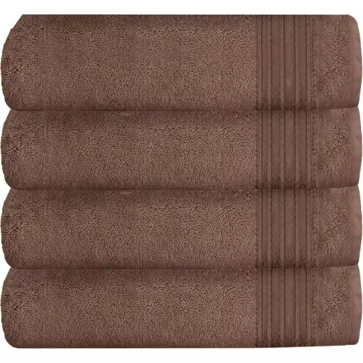 Juego de 4 Toallas de baño extragrandes, 100% Algodón Hilado en Anillo, Highly absorbentes y de Secado, Color Natural - 1