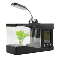 Pequeño Acuario De Escritorio Con Horario Y Luz LED Negro 24*10*14cm Timer LCD Para Tanque De Peces USB 5V Mini Tanque De Peces - details 4