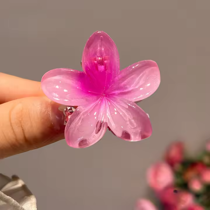 Pinza Para El Cabello De Tamaño Pequeño Con Diseño De Flores Y Gradientes Accesorio De Moda Para Mujeres Barra De Lazos De Plástico Para Decorar El Cabello - 1