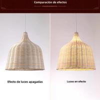 Lámpara Colgante De Bambú Hecha a Mano Vintage Para Restaurante Decoración De Boda Chandelier De Sombrilla De Rattan Estilo Rustico - details 2