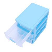 Mini caja de almacenamiento de plástico translúcida tipo cajón, azul, 3 capas - details 6