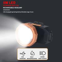 Linterna Frontal LED Portátil Recargable Con Batería 18650 Integrada Para Camping Y Pesca Modos De Iluminación 3 Ángulo De Haz 180° Impermeable - details 0
