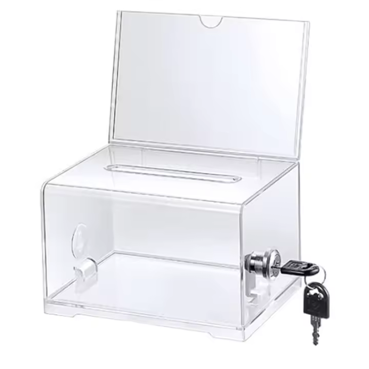 Regalo acrílico, transparente con cerradura, soporte para letreros, 1 paquete - 1