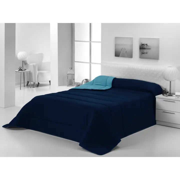 DONEGAL COLLECTIONS - Edredón Nórdico Bicolor Reversible Azul Claro / Azul Oscuro - Dos en Uno - Fabricado en España - 1
