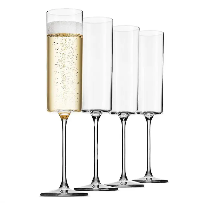 ZVD Glass Champagne 4 Pack 6-ounce Champagne Glasses 4pc Set, Premium Square Edge Blown Glass Wine Glass The Best - 1