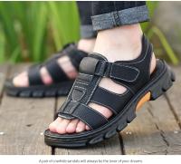 Sandalias Para Hombre Ajustables De Color Sólido Con Suela De Goma Duradera Y Comodidad Respirable PU Para Caminar Al Aire Libre - details 16