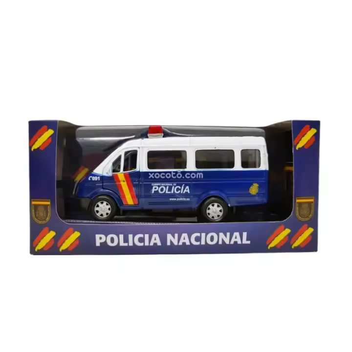 Furgoneta Policía Vintage Metálico - Maqueta de vehíclo en miniatura, metálico, puertas abatibles - Escala 1:35 - xocoto - 1