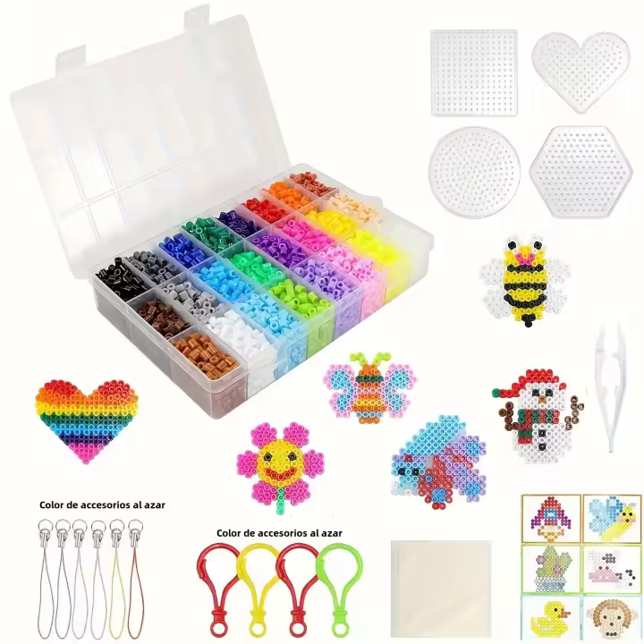 Juego De Bolas De Hierro Para Planchar Arco Iris 24 Colores 5mm 6300Pcs Set De Puzle Pixel DIY Regalos Para Cumpleaños Y Fiestas Para Niños De 3-6 Años Material EVA - 1