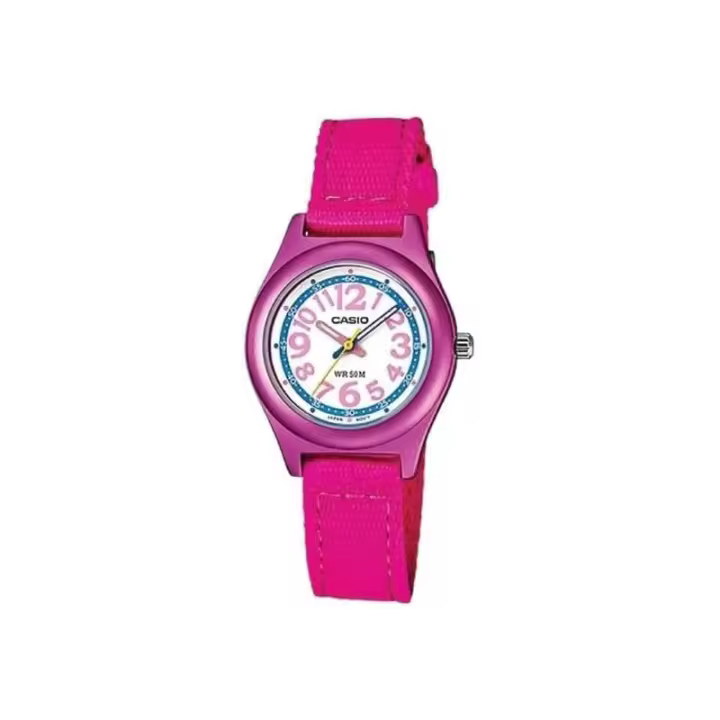 Reloj Casio juvenil LTR-19B-4B2 correa naylon color FLUOR rosa esfera blanca FLUORLTR19B42 - 1