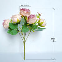Boucle De Paejas Artificiales De Alta Calidad Con 7 Cabezas Rosa Y Azul Para Decoración De Hogar Bodas Fiestas Plantas Falsas Para El Hogar - details 14