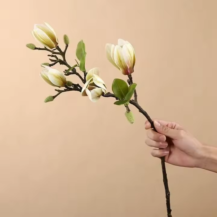 Flor De Magnolia Artificial En Soltero Para Decoración De Hogar Vaso Windowsill Boda Novia Exterior Arco Decoración Prop DIY Material Seda - 1
