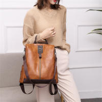 Mochila De Cuero Vintage Para Mujer 3 En 1 Antirrobo Capaz Para Niñas Adolescentes Bolsa Escolar De Viaje Mochila Feminina - details 8