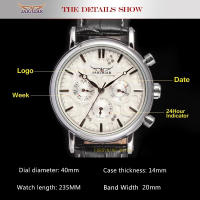 Reloj Mecánico Automático JARAGAR 348 Para Hombre Con Correa De Cuero Lujo Resistente Al Agua Casual Business Reloj Hombre - details 26