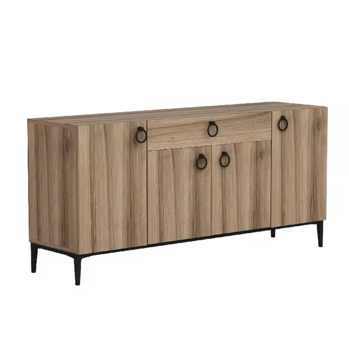 Mueble Multiusos Gloria, Aglomerado de Melamina, Nogal, 160x42x75 cm - 1