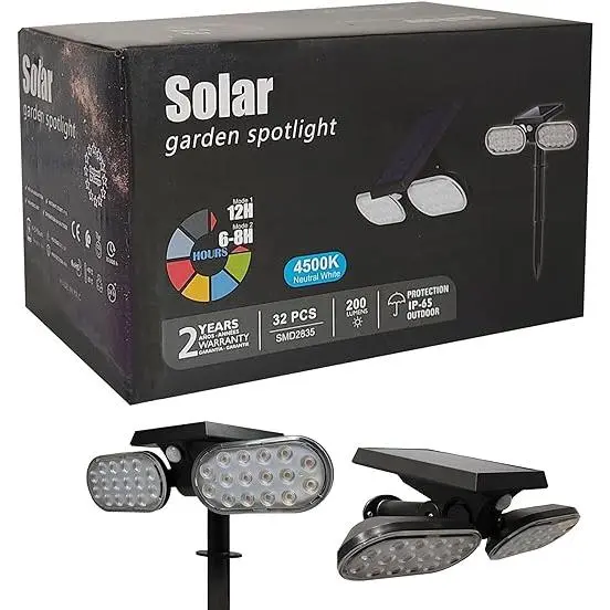 Focos Solares para Jardín Exterior - Sensor de Movimiento - 4500K - 200Lm - IP65 - Pack x3 unidades - 1