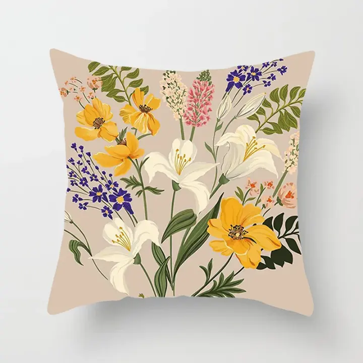 Funda De Cojín Cuadrado De 45x45 Con Estampado Floral Tipo De Tela Poliéster 100% Para Decoración Del Hogar Y Automóvil - 1