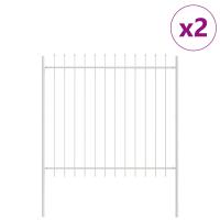 vidaXL Valla de Jardín con Punta de Lanza Blanca 3,4x1,5 m de Acero - details 1