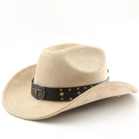 Sombrero De Vaquero Occidental Imitación De Cuero Genuino Con Sombrilla Protección Solar Estilo Étnico De Jazz Grande Sombrilla - details 4