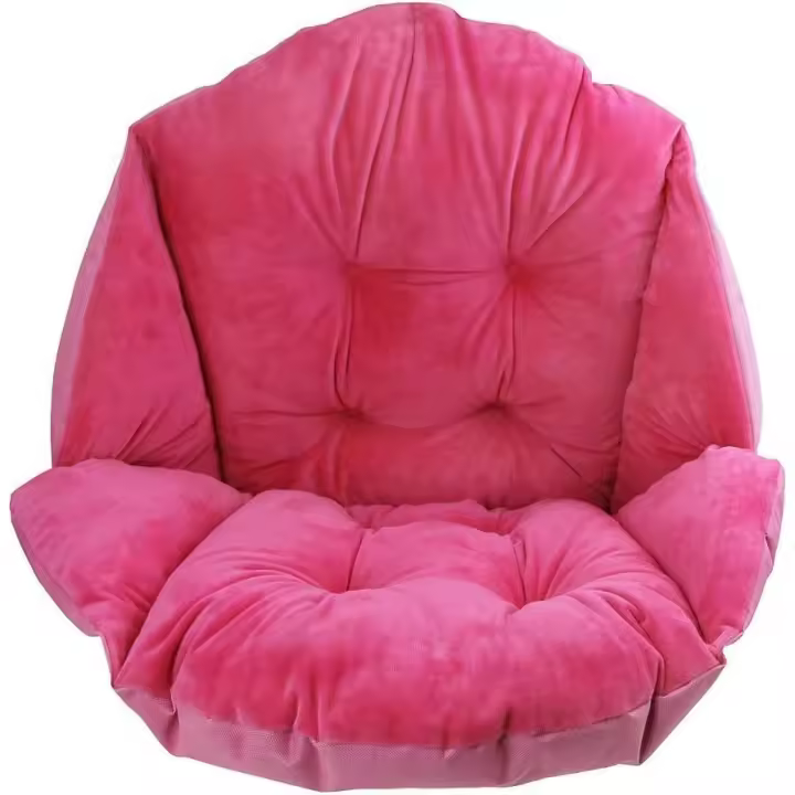 SOMY Cojín para silla con respaldo, asiento en forma de concha, acogedor sillón de terciopelo, elástico, impermeable, para silla de ratán, paja, jardín, 40 x 52 cm, rosa, rojo - 1
