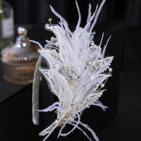 Corona De Crystals Para Novia Adornos De Cabello De Boda Con Perlas Y Plumas Aro De Pelo Para Mujeres Accesorios De Vestido - details 8