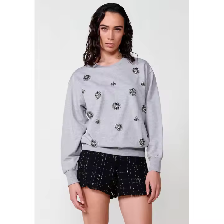 Koroshi Sudadera de felpa jaspeado para mujer color gris - 1