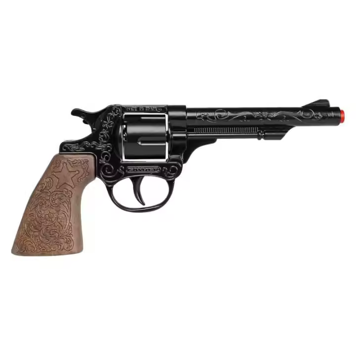Revólver de juguete Gonher Cowboy 80/6 de 8 disparos con imitación de madera - 1