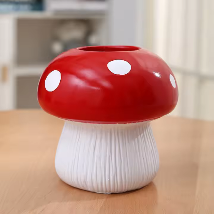 Vaso De Hongo Creativo Para Decoración Del Hogar Estilo Postmodern Clásico De Resina Adorno Para Sala De Estar Arreglo Floral Sin Tierra - 1