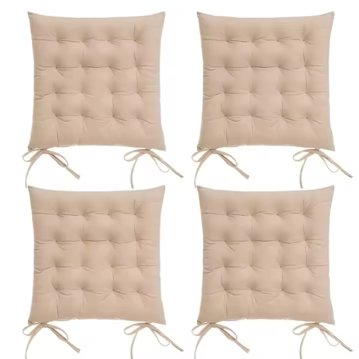 Dcasa Set de 4 cojines acolchados para silla beige de antelina de 40x40 cm - 1