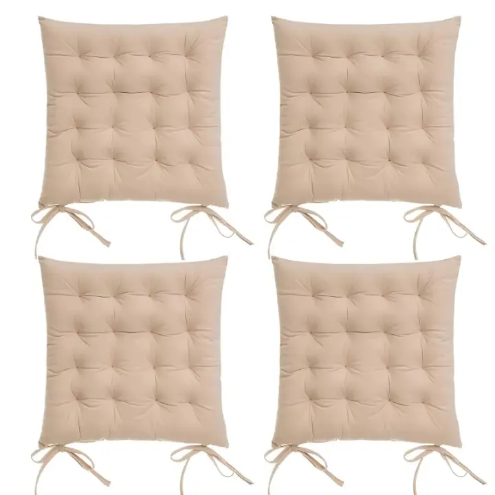 Dcasa Set de 4 cojines acolchados para silla beige de antelina de 40x40 cm - 1