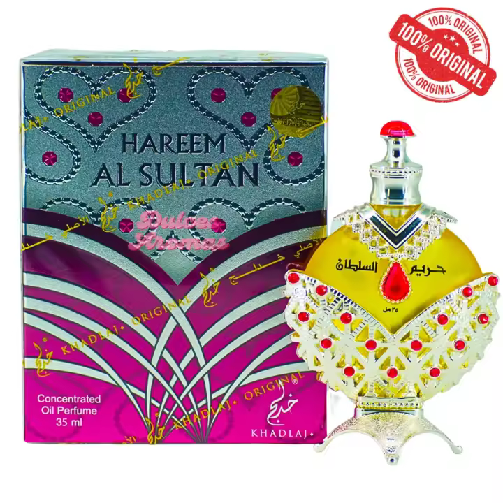 Perfume árabe Hareem Sultan Silver en Aceite - 35ml Khadlaj, Aceite altamente concentrado ,duradero,intenso,Fragancia en aceite botella bonita NOVEDAD - 1