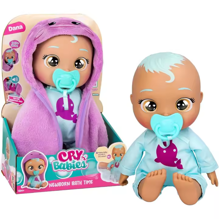 Cry Babies Bebés Llorones Bath Time Dana báñala y hara ruiditos de bebé y además llora lágrimas de verdad- IMC TOYS 921474 - 1