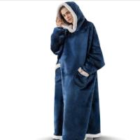 Manta De Flannel Super Larga Con Mangas 120/150cm Sudadera De Invierno Para Hombres Y Mujeres Abrazable De Peluche Gran Tamaño Para Ver Televisión - details 9