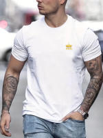 Camiseta De Algodón 100% Para Hombre Verano Estampado De Corona KING Cuello Redondo Manga Corta Casual Cómoda Transpirable - details 9