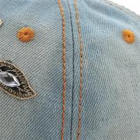 Gorro De Béisbol Para Mujer Con Bordado De Diamante Y Flor En Denim Protección Solar Ajustable Estilo Casual Verano - details 6