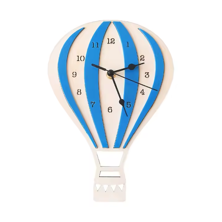 Estilo nórdico de Dibujos Animados Globo de Aire Caliente Reloj de Pared Silencioso para Relojes de Tiempo Artesanía PARA EL Hogar Niños Kids Room Decora - 1