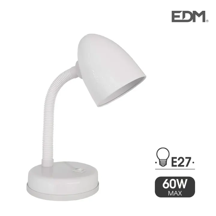 Flexo de sobremesa modelo amsterdam e27 60w blanco edm - 1