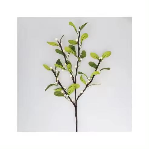 Gsc Evolution Rama Decorativa LED Hojas y Bayas Blancas 0.75M Luz Cálida - 1