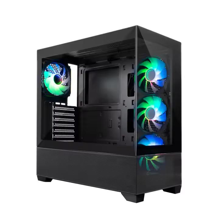Caja Gaming para PC  ATX y  CoolBox  GA250 Vision, Panel Lateral y Frontal de Cristal Templado, Con 4 Ventiladores ARGB incluidos - 1