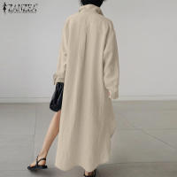 Vestido Elegante Casual Para Mujer ZANZEA 2024 Moda Tirantes A-Line Manga Larga Solida OL Trabajo Sundress Cuello En V Tendencia De Moda - details 3