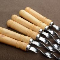 Brochetas De Barbacoa 55cm Con Mango Largo Para Shish Kebab Palas De Asado De Acero Inoxidable Y Palos De Madera Herramienta De Grill Al Aire Libre - details 17