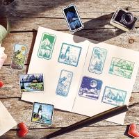 1pc Estampas Retro De Paisaje Para Scrapbooking DIY Lighthouse Montaña Bosque Vintage Silicona Transparente Sellado De Sello - details 2