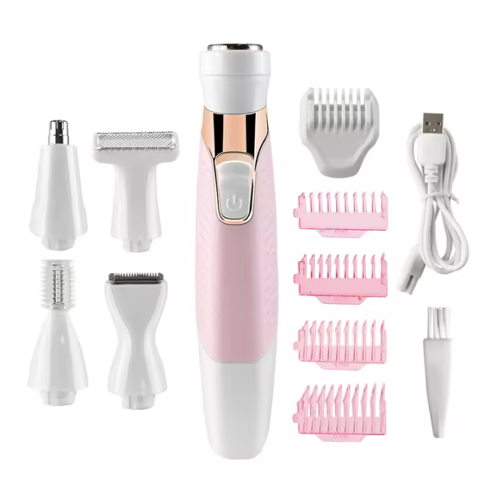 Epilador Eléctrico Recargable 5 En 1 Para Mujer Trimmer De Pelo Facial Y Corporal Aparato De Peluquería Para Cejas Nariz Piernas Axilas Y Bikini - 1