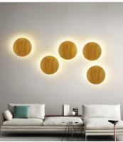 Lámpara De Pared LED De Estilo Simple Con Fuente De Luz En Forma Redonda Y Ovalada Material De Madera Iluminación Interior - details 2