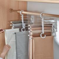 1PC Roerje Percha Para Pantalones Plegable Y Telescópica Multi-capas Organizador De Ropa Para Armario Clip Mágico Para Pantalones - details 0