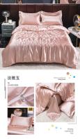 Juego De Cama De Lujo En Seda De Hielo Con Fundas De Almohada Y Funda De Edredón Satinado Textil Doméstico De Alta Gama Color Sólido - details 28