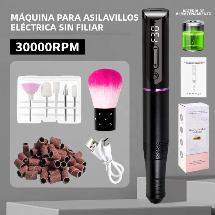 Taladro De Uñas Recargable 35000RPM Con Pantalla Para Manicura Herramientas Para Esmalte De Gel Adecuado Para Manicura - 1