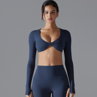 Yoga manga larga ajustado Sexy transpirable secado rápido deporte sujetador gimnasio Push Up a prueba de golpes alta intensidad Pilates ropa mujeres - details 9